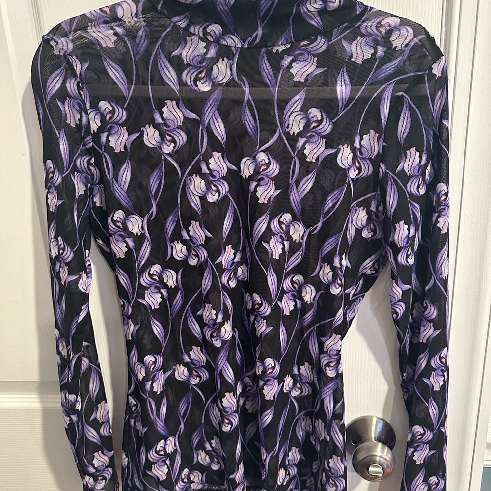 WHBM Sheer Floral Top